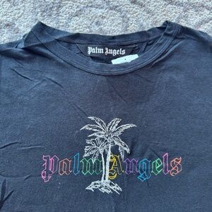 Palm Angels Black Tee with Logo Detail